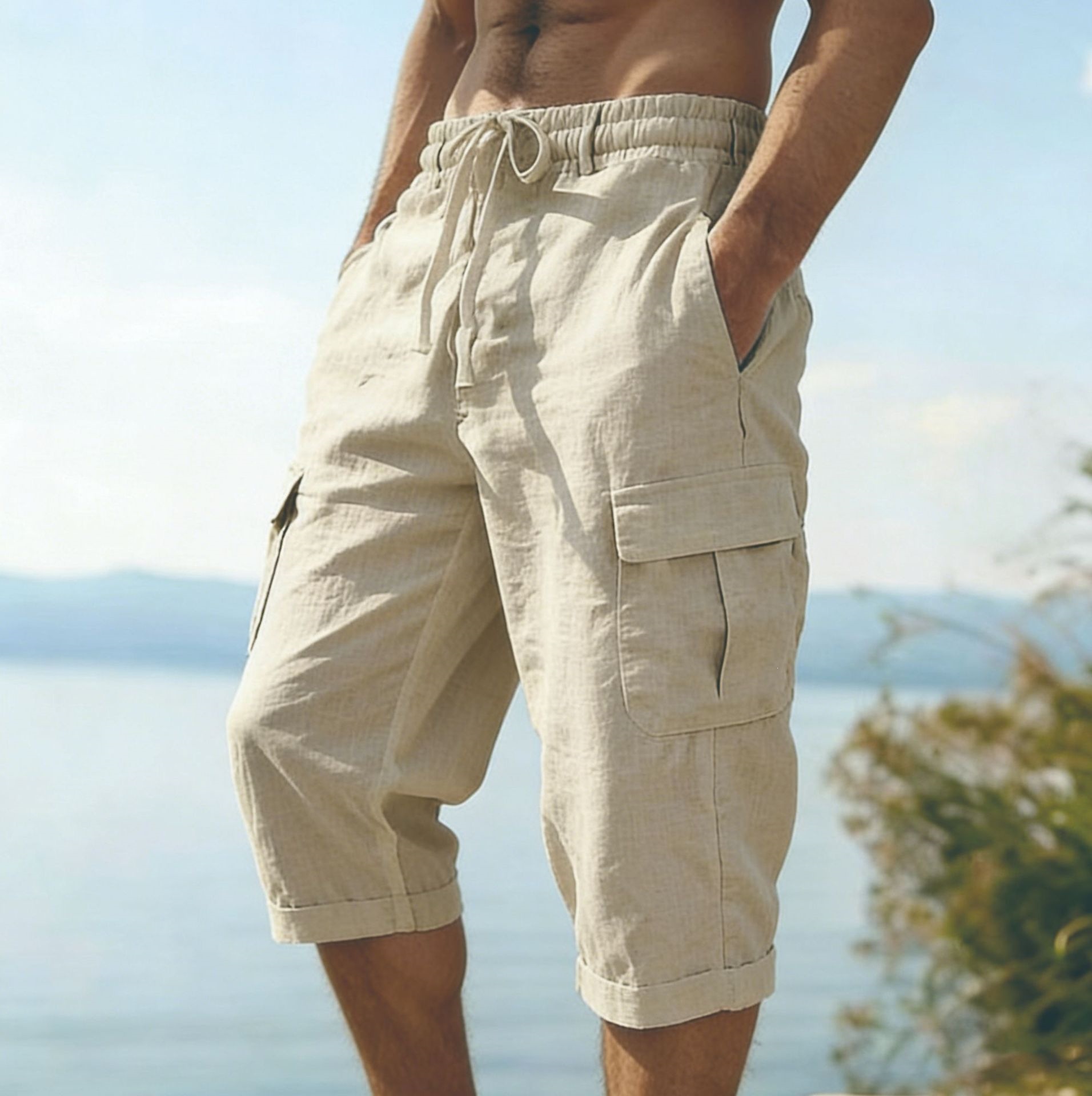 Pantalones Cortos de Verano pa - Short Linen Drawstring reseña y precio