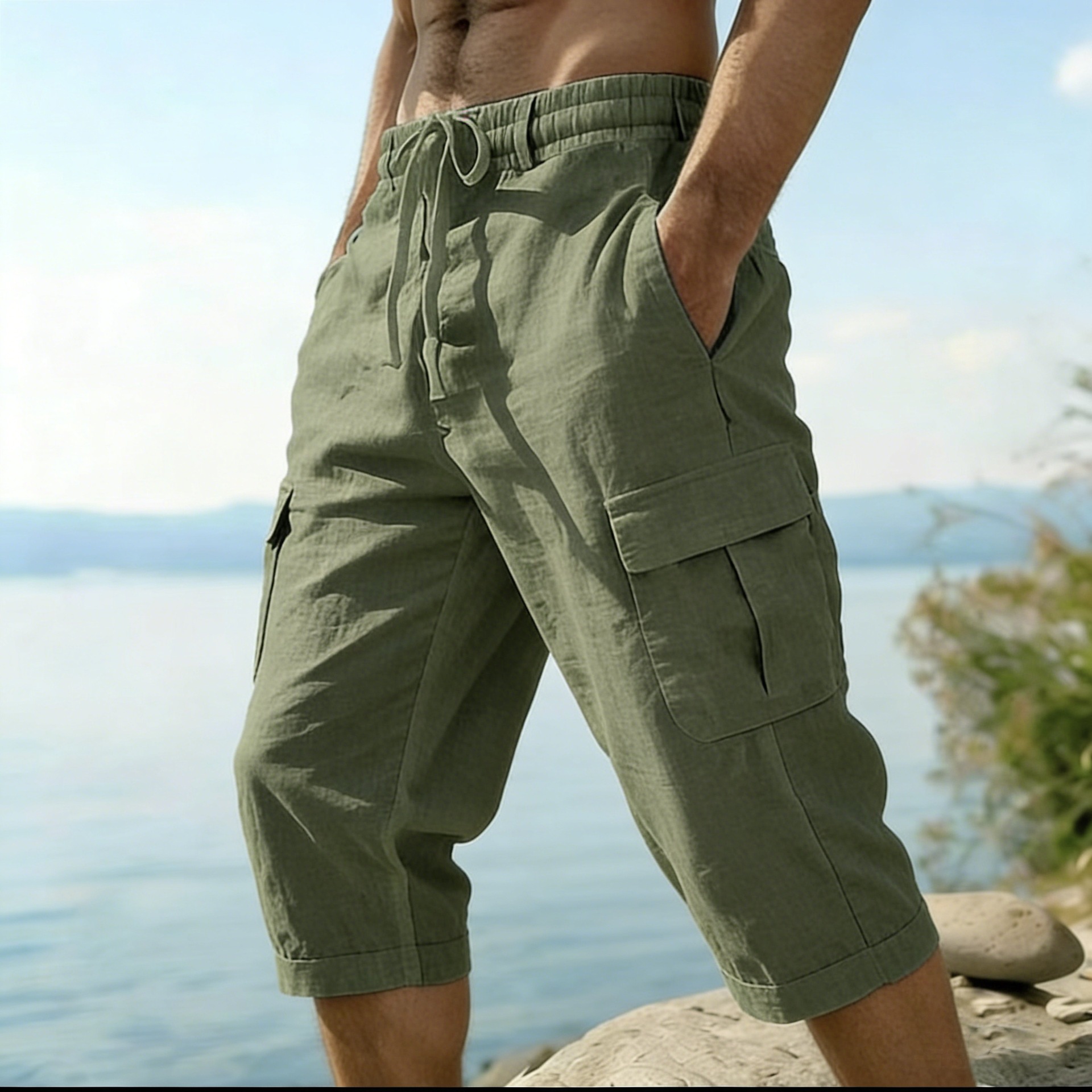 Pantalones Cortos de Verano pa - Short Linen Drawstring reseña y precio